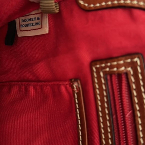 Vintage Dooney and Bourke Cranberry Plaid Leather Zip Zip Domed Satchel Handbag - Picture 8 of 12